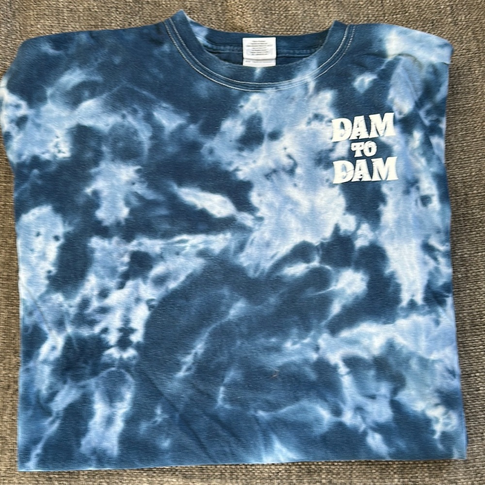 Gildan Dam to Dam 20k Running Race 2011 Blue Tie Dye Graphic T-Shirt Men's L